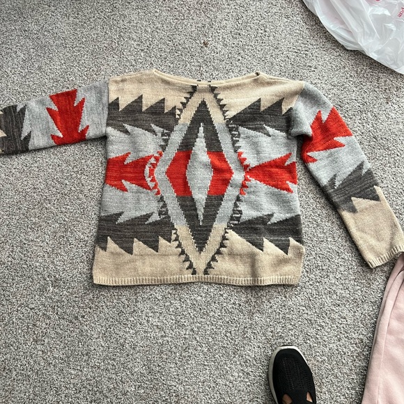 Lauren Ralph Lauren Red and Gray Aztec design Sweater - Picture 2 of 7
